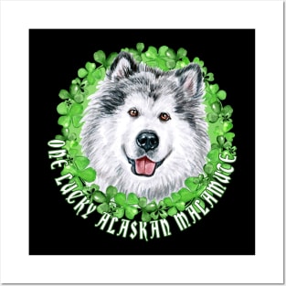 One Lucky Alaskan Malamute Funny St. Patrick Dog Posters and Art